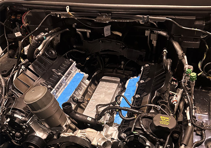 Inside a Land Rover engine bay